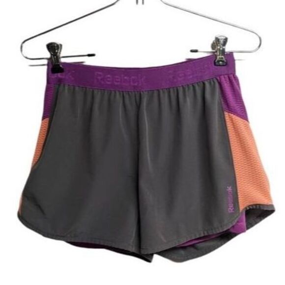Reebok Shorts Women Small Athletic Active Running Hidden Pocket Color Block S - Picture 1 of 6